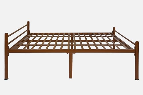 Image of Nivo Metal King Size Bed Without Storage | Wrought Iron Double Bed with Headboard & Footboard | Sturdy Powder Coated Platform Bed King Size Cot for BedroomLivingRoom Brown (75x72)