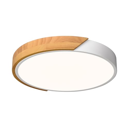Vikaey Modern LED Ceiling Light, Minimalist Wood Style Flush Mount Ceiling Light Fixture...