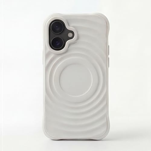 Image of amazon basics Shockproof Case for iPhone 16 | Ripple Pattern | Camera Protection | Protective Cover with Enhanced Grip & Wireless Charging Support - White