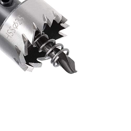 sourcingmap 25mm HSS Drill Bit Hole Saw for Stainless Steel Metal Alloy Wood, Silver, Black, 25x15mm - Image 3
