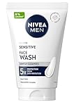 NIVEA MEN Sensitive Face Wash (100 ml), Face Wash for Men, Facial Cleanser with Chamomile Extract and Vitamin PRO Complex, Men's Skin Care Essentials