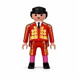 Torero rojo oro personalizado con traje tradicional detallado, figura ideal para completar juguetes plaza toros y ampliar colección de toros de juguete para niños en escenas clásicas de tauromaquia.