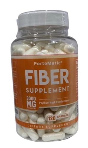 Fortematic USA'S Most Fiber Rich Supplement 120 Capsules Mega Dose 3000mg Blend Psyllium Husk, Aloe Vera, Chia Seed & Flaxseed Powder Gut Health, Cleanliness, Constipation