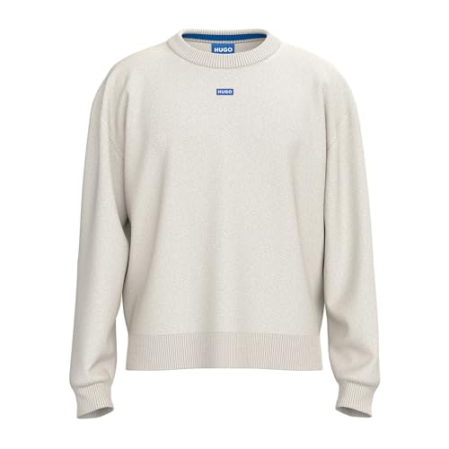 Hugo Men's Knitted Sweater, Open White 121, L