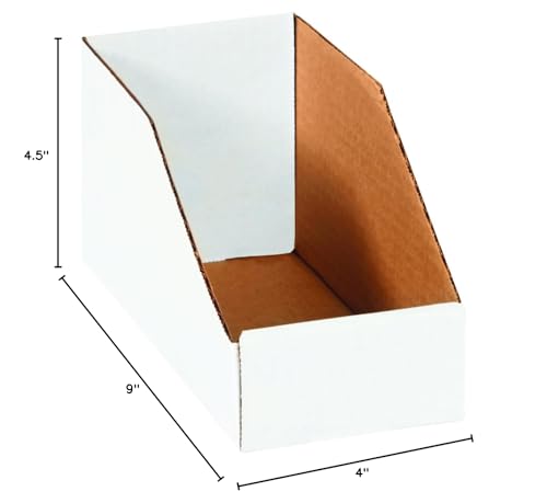 Image of Box USA BBINBIN49 Open Top Bin Boxes, 4 inch x 9 inch x 4 1 /2 inch, Oyster White (Pack of 50)