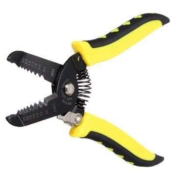 Image of Wire Stripper and Cutter Tool, Multi-Function Cable Crimping Pliers, Black and Yellow