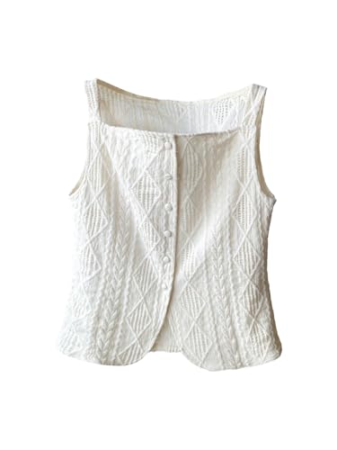 MakeMeChic Girl's Summer Tops Sleeveless Button Down Shirt Square Neck Textured Tank Top
