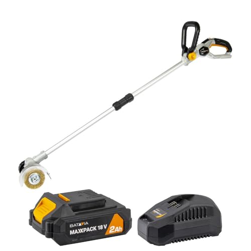 Batavia 18V Nettoyeur de Joints sans Fil – Brosse métallique réglable, Manche télescopique Ergonomique, Protection Anti-éclaboussures – Plateforme Maxxpack – Batterie 2,0 Ah & Chargeur 2,4 Ah Inclus