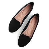 TN TANGNEST Women's Ballet Flats Fashion Soft Loafers Comfortable Slip on Flat Shoes Black 41(9)