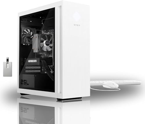 HP OMEN 25L Gaming Desktop, AMD Ryzen 5 5600G, NVIDIA GeForce GTX 1660 Super 6G GDDR6, 64GB DDR4 RAM, 2TB PCIe SSD + 2TB HDD, Wi-Fi 6, Bluetooth 5.0, Win 11 Pro, White, 32GB Hotface USB Card