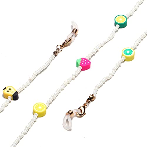 Corde lunettes fruits colorés perles de riz blanches légères
