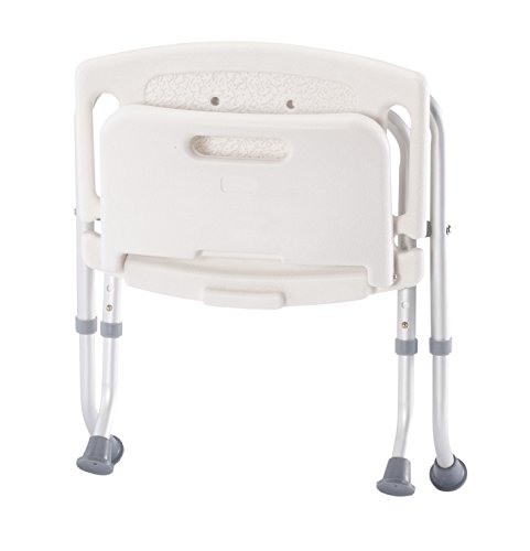 Easycomforts Folding Bath Seat With Back Support, Portable Shower Bench, Rubber Tips, High-Density Polyethylene, White – Overall Bench Seat Measures 17 ½ Inches X 11 Inches, Supports Up To 300 Pounds #TOP2