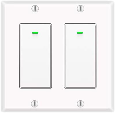 Alexa Light Switch, Double Smart WiFi Light Switches, Smart Switch 2 Gang Compatible with Alexa and Google Home, Neutral Wire Needed, with Remote Control, Timing Schedule, No hub Required (2Pack)