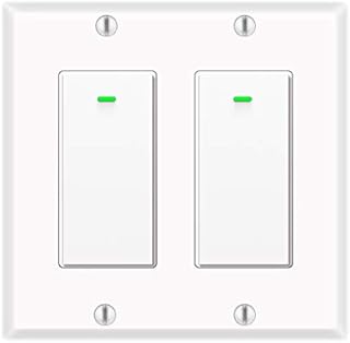 Alexa Light Switch, Double Smart WiFi Light Switches, Smart Switch 2 Gang Compatible with Alexa and Google Home, Neutral Wire Needed, with Remote Control, Timing Schedule, No hub Required (2Pack)
