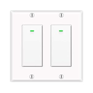 Alexa Light Switch, Double Smart WiFi Light Switches, Smart Switch 2 Gang Compatible with Alexa and Google Home, Neutral Wire Needed, with Remote Control, Timing Schedule, No hub Required (2Pack)