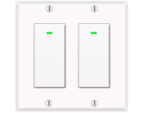 Alexa Light Switch, Double Smart WiFi Light Switches, Smart Switch 2 Gang Compatible with Alexa and Google Home, Neutral Wire Needed, with Remote Control, Timing Schedule, No hub Required (2Pack) by bekca - Used condition - US$24.24