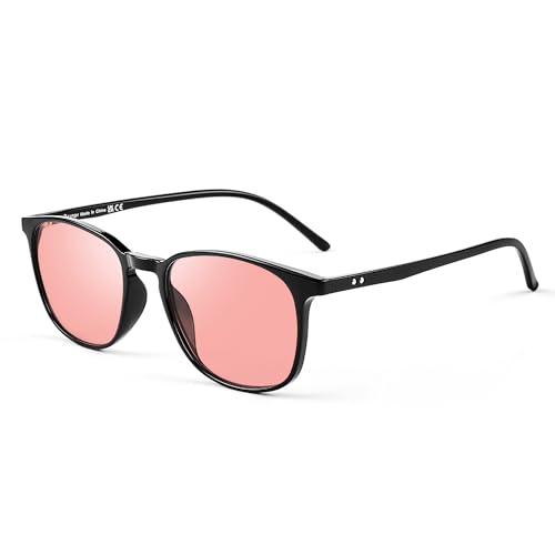 Image of Fluorescent-41 Pink Tinted Blue Light Blocking Glasses for Migraine, Light Sensitivity, Photophobia JF5002