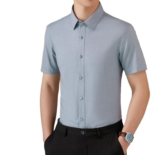 Chemise de bureau d'été manches courtes en soie glacée fluide unie