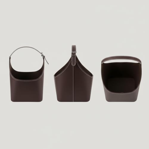 Miniatura 8 de Rocking Gifts Set De 2 Revisteros De Polipiel Marrón De 2 Tamaños, Cesta Con Asas Cuero Sintético Para Almacenaje Salón Y Sofá, 38 Y 28 Cm