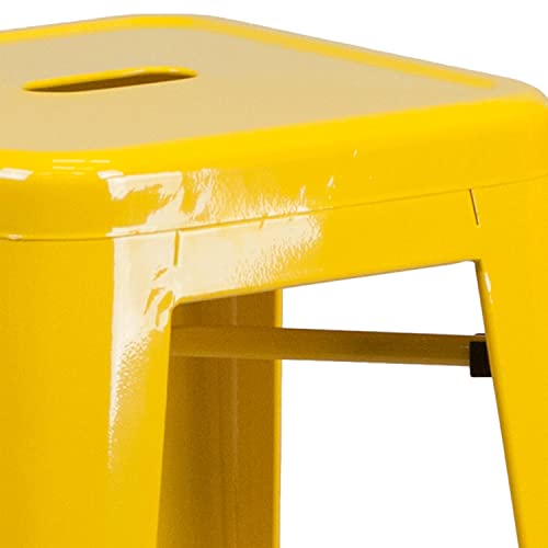 Flash Furniture Commercial Grade 30" High Backless Yellow Metal Indoor-Outdoor Barstool with Square Seat by Flash Furniture - Image 9