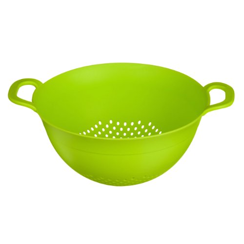 Image of PREMIER HOUSEWARES 26CM DIA COLANDER STRAINER LIME GREEN DOUBLE HANDLES PLASTIC