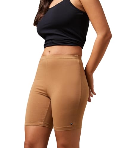 Image of URBAN ADVENTURE High Coverage Premium Cotton Spandex Mid Waist Elastane Stretch Shorties - Gym -Cycling Shorts /Tights for Women