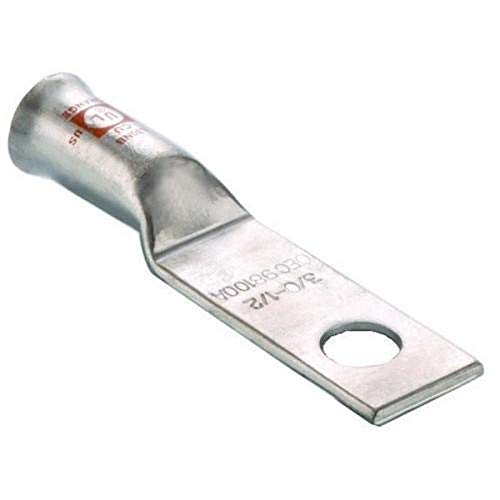 Image of Morris 94677 Long Barrel Flex Cable Compression Lug, Copper, 1 Hole, 300 Wire Range, 1 /2 Stud, 3.39-inch Length, White