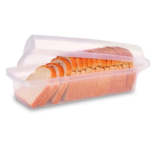 Tribello Bread Container Storage Box Clear Plastic, Homemade Loaf Bread Keeper, Bread Box Holder For...