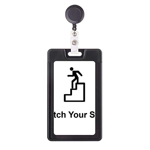 Evita pérdidas con la funda retráctil para tarjetas Watch Your Step negra