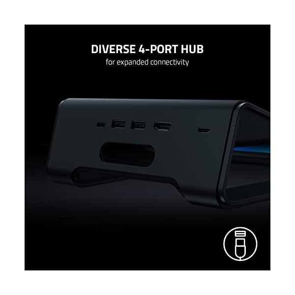 Razer Laptop Stand Chroma V2 - Ergonomic laptop stand including 3x USB hub (2x USB-A, 1x USB-C, 1x HDMI, 18 degree tilt angle, aluminium and ergonomic design) Black - Image 3
