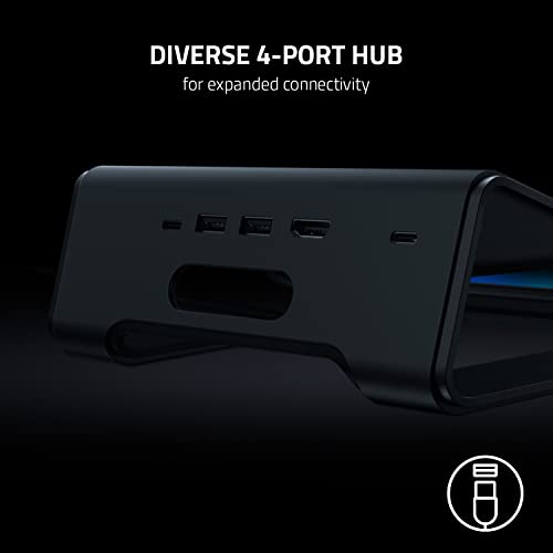 Razer Laptop Stand Chroma V2 - Ergonomic laptop stand including 3x USB hub (2x USB-A, 1x USB-C, 1x HDMI, 18 degree tilt angle, aluminium and ergonomic design) Black - Image 3
