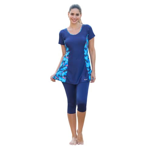 ROVARS One Piece Three Fourth Leg Women Swimwear