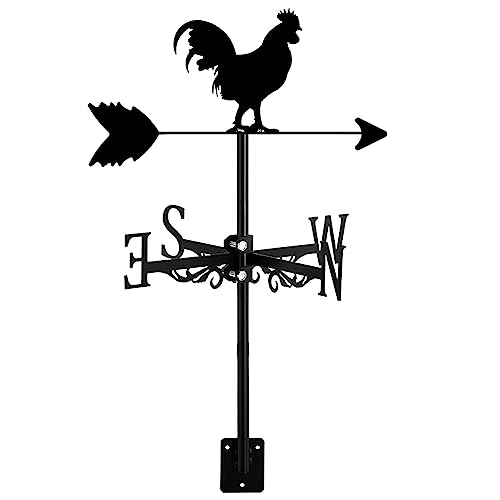 Veleta de Jardín Decorativa Veleta de Metal Hueca con Forma de Pollo Y Gallo para Exteriores Techo Patio Decoración de Granja Estilo 1