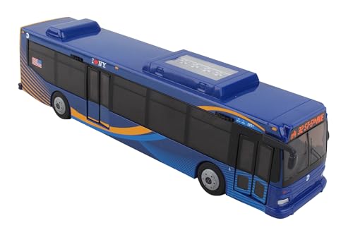 Daron MTA Bus 11-Inch Single Bus in New Blue Livery Officially Licensed Friction-Powered Toy with Rolling Wheels and Functional Doors for Kids Ages 3+