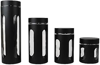 Home Basics Food Storage Canisters, 23/33/50/67oz, Black