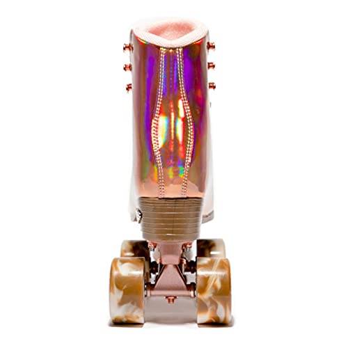 Angel Dust Women's Roller Skates - Premium Quality Pu Leather Quad Roller Skates - Adjustable High- Top Perfect Indoor Outdoor Girls Retro Roller Skates - Halographic Rose Gold (Rose Gold, 6) #TOP2