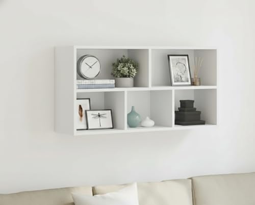 Image of Wall shelf, 100 x 25 x 50 cm, constructed wooden shelves | Shelves for wall | Wall shelves for bedroom, living room, bathroom and kitchen | Shelf | Wall shelf for interior decoration (White)