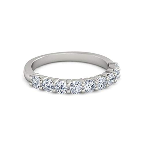 PB Collection 14K White Gold Plated Wedding Band Cubic Zirconia Half Eternity Stackable Engagement Ring 12