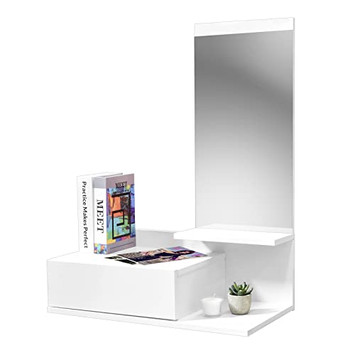 Reviews de Cajonera Con Espejo los 5 más buscados. 43 TOPLIVING Mesa Moderna con Espejo, Cajón y Espacio de Almacenamiento Ideal para Recámara Mesa de Tocador Escritorio Tocador para Recamara Minimalista Blanca