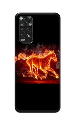 Image of Plastic Printfidaa Printed Hard Back Cover Case For Mi Redmi Note 11 4G Back Cover (Fiery Horse) -112