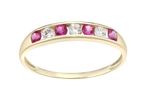 Image of Old English Jewellers 9ct Yellow Gold on Silver Ruby Eternity Ring - sizes J to V (R)