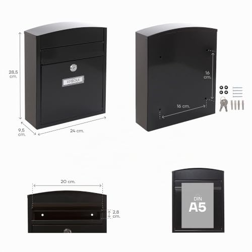 ARREGUI Compact E5734 Boîte aux Lettres en Acier | Taille S (Courrier Format A5) | Boîte aux Lettres Extérieure Individuelle | Boîte aux Lettres Murale | Anti-Pluie| Facile à Installer | Noir – vue 3
