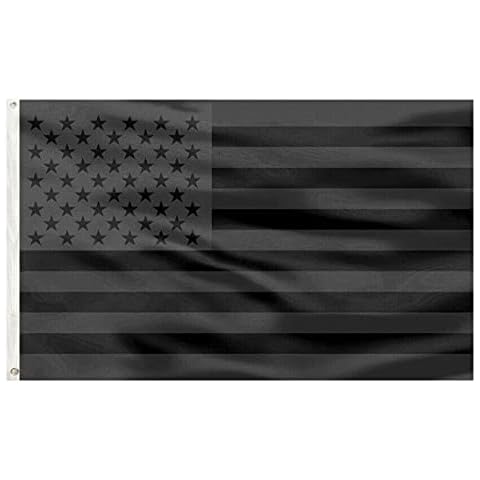 All Black American Flag and Grey 3x5 feet Double Stitched, Brass Grommets, Blackout USA flag US Tactical banner By BelleJunge Cover