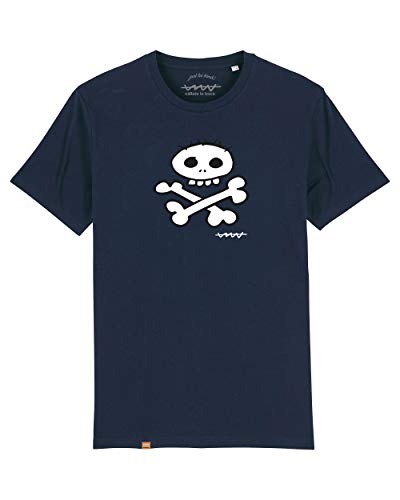 Camiseta Callate La Boca Azul Marino Calavera Blanca (L)