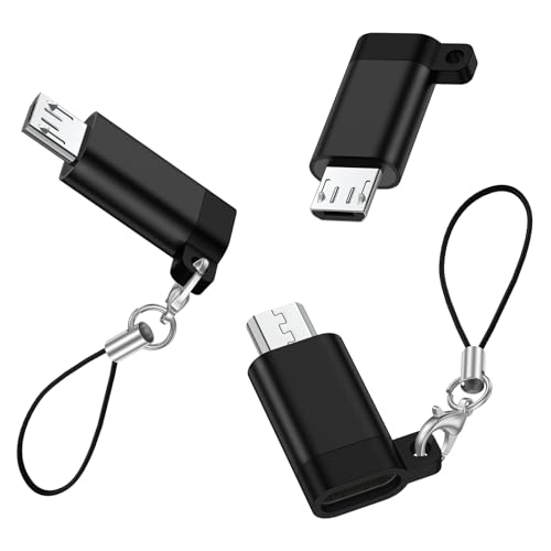 マイクロUSB変換アダプター 3個入り USB C to Micro USB 変換コネクタTYPE-C-Micro変換 急速充電とデータ同期 Xperia、S7 Edge、Nexus、 P10 Lite等Micro USB設備対応 ストラップ付