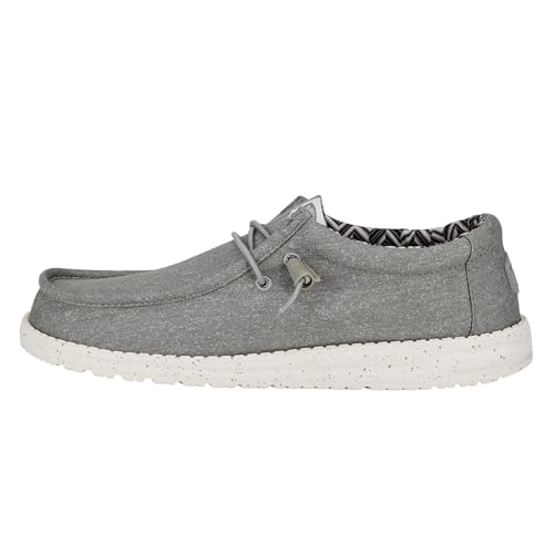 HEYDUDE Wally Canvas - Scarpe Uomo Slip-On - Mocassini, Light Grey, 41