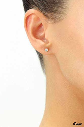 14k White Gold Solitaire Round Cubic Zirconia Stud Earrings with Gold butterfly Pushbacks4