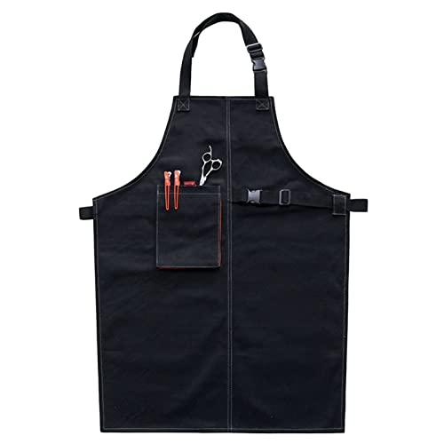 Werkzeugschürze, Arbeitsschürze mit Taschen, Tischlerschürze, Werkstatt-Werkzeugschürze, robuste Arbeitsschürze aus Segeltuch, Schweißschürze, Arbeitsschürze (Farbe: Blau, Größe: XL) (Farbe: Schwarz,