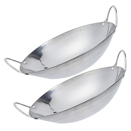 Ollas de cocina de acero inoxidable con asas dobles para wok miniatura 1