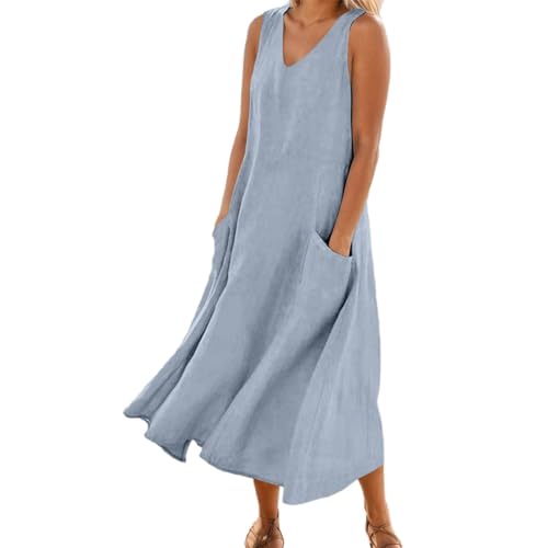 Robe d'été longue en col V : vêtement fluide chic et confortable avec poches